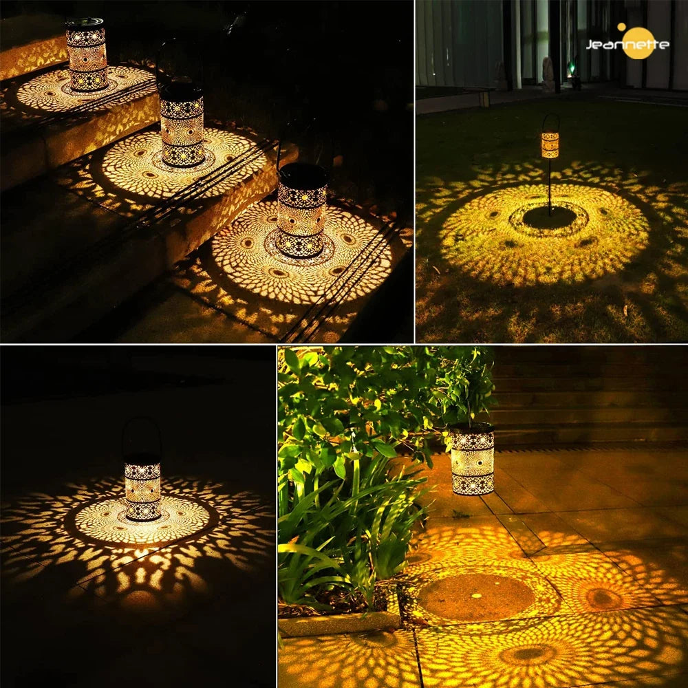 Lampe solaire rétro lanterne creuse lumière Art extérieur décoratif lumière de jardin solaire lumière LED solaire pour cour paysage jardin