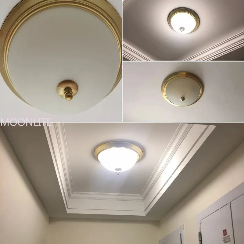 Plafonnier — Rond or/noir/Bronze plafonnier verre dépoli pour couloir salon cuisine LED lumineuse éclairage 110/220V
