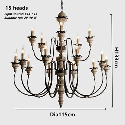 Lustre — Rétro artisanal en bois massif luminaire décoratif suspendu