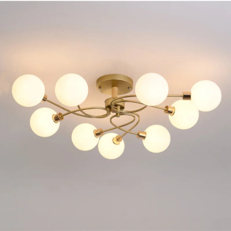 Plafonnier — Boule de verre nordique or noir pour salon chambre Hall suspension lampe décor à la maison éclairage Lustres Luminaires