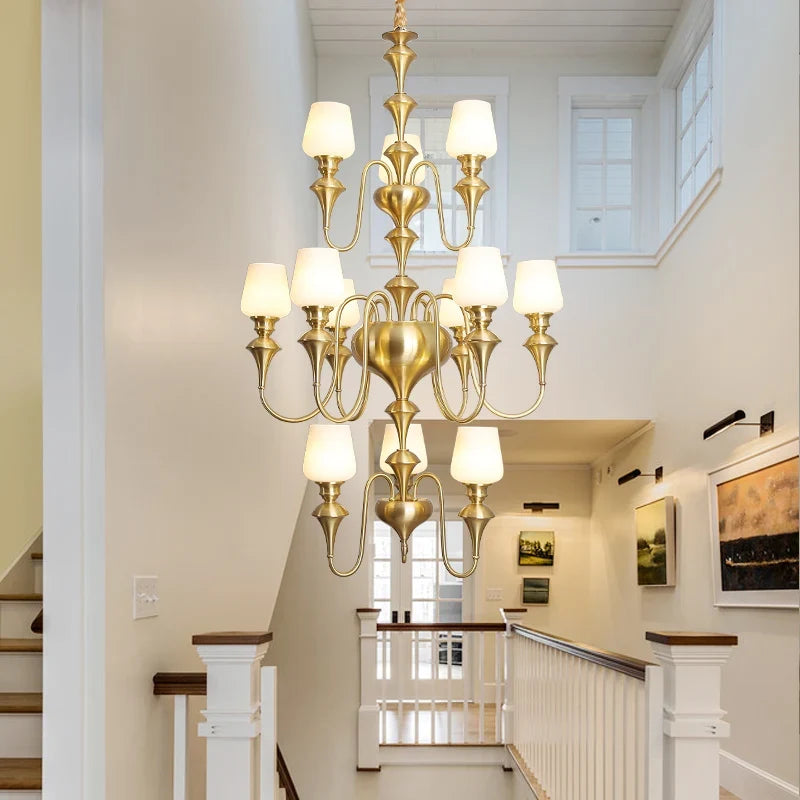 Lustre — À LED en cuivre noir pour décoration d'hôtel élégant