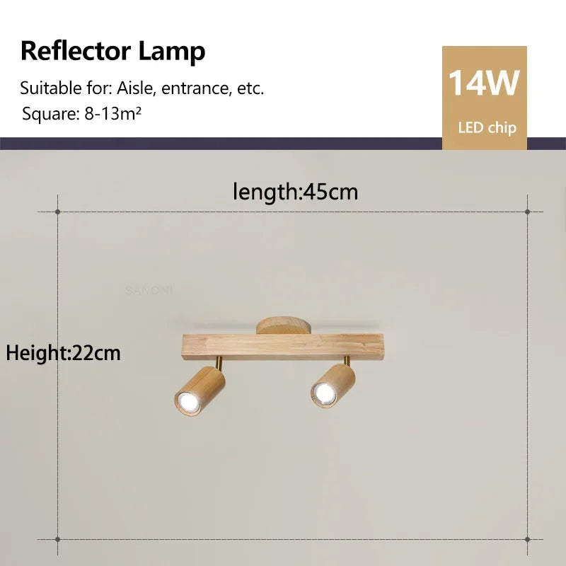 Plafonnier en bois avec projecteur rotatif réglable décoratif Orson Sonate - Une Présence Naturelle Apaisante