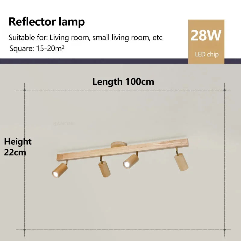 Plafonnier en bois avec projecteur rotatif réglable décoratif Orson Sonate - Une Présence Naturelle Apaisante