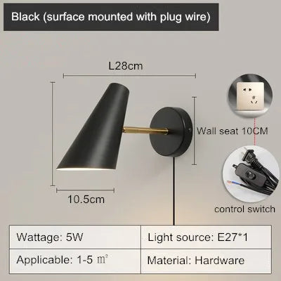 lampe de chevet nordique moderne avec interrupteur créatif et mobile