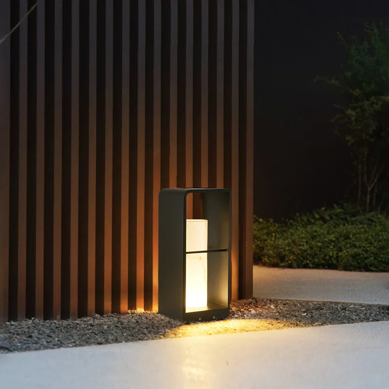 Lampadaire — De jardin moderne solaire LED clôture lumière IP54 extérieur étanche ambiance éclairage pelouse lumières Villa cour décor lampadaires