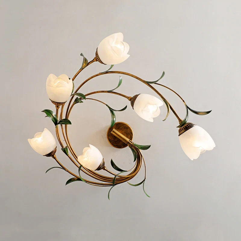 Plafonnier — Fleurs verre pastoral nordique LED viridiplantae