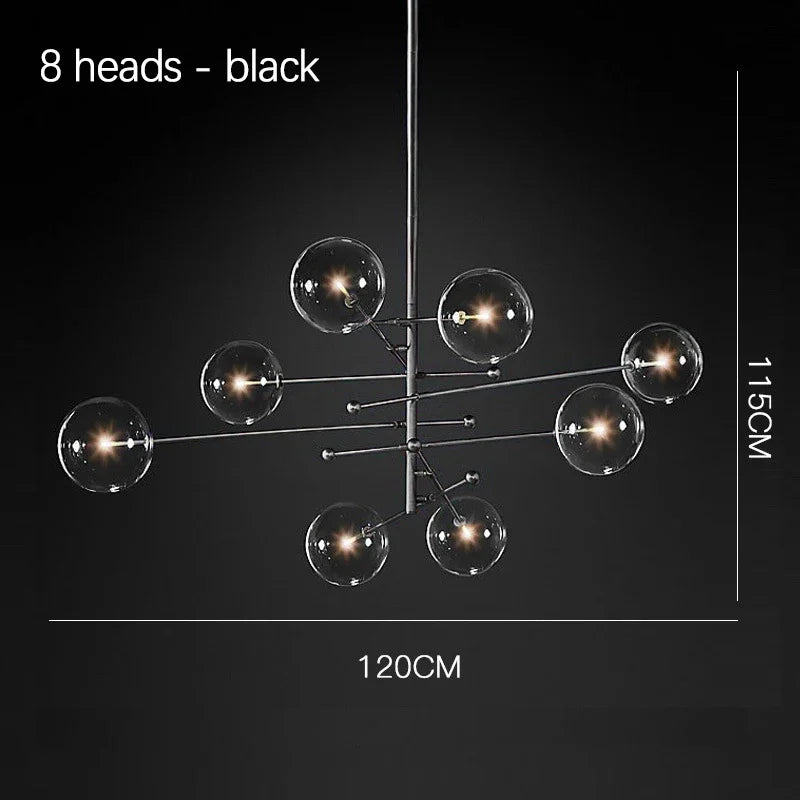 Suspension — SANDYHA Art moderne boule de verre lustres Design nordique noir or lampe à LED pour salon chambre décor à la maison suspension