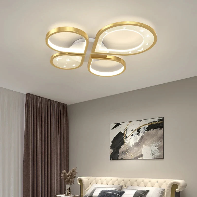 Plafonnier led créatif lustre nordique moderne éclairage doré Cybèle Étude - Lignes Épurées & Atmosphère Sereine
