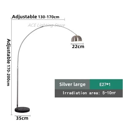 Lampadaire arc en métal LED décoration galvanoplastie – Séliane Épure