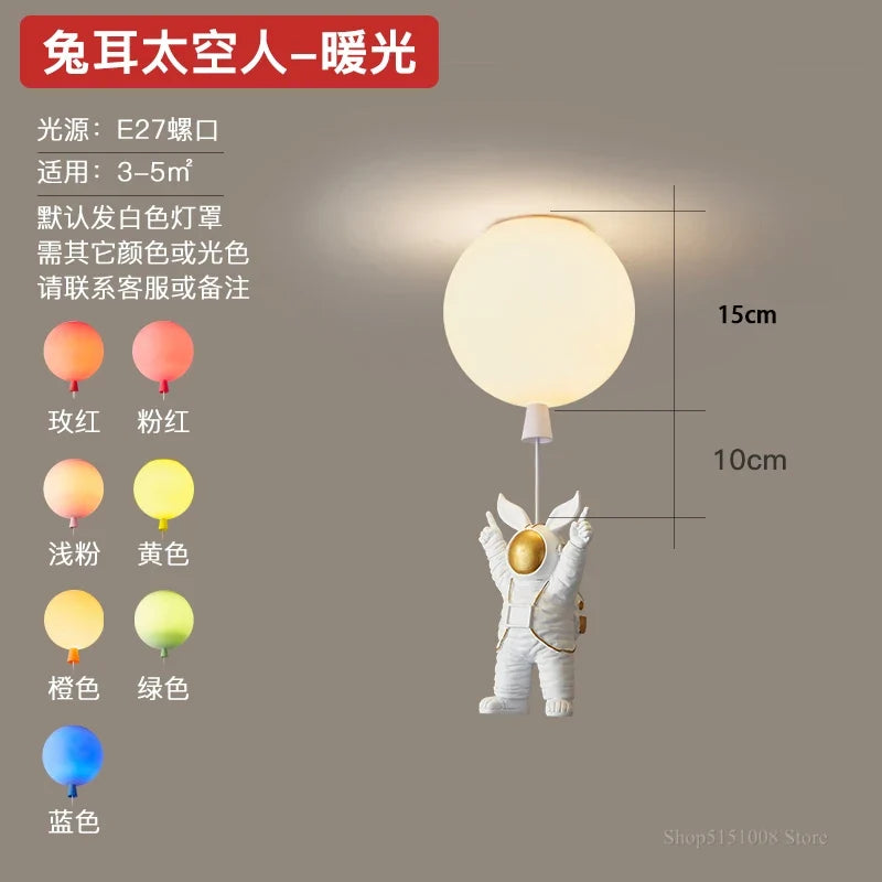 Plafonnier — LED nordique créatif astronaute ballon pour enfants