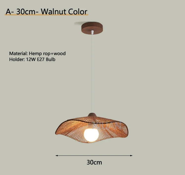 Lustre Wabi-sabi Joséphine Brume en Corde de Chanvre — A Noyer 30cm / 3 Température de couleur