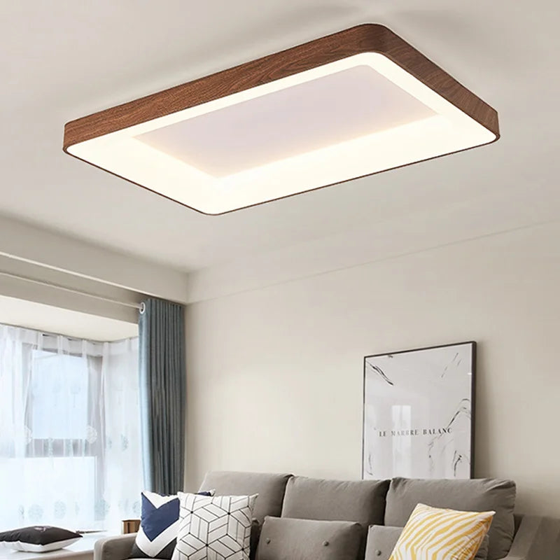 Plafonnier — LED imitation bois éclairage rond rectangle carré