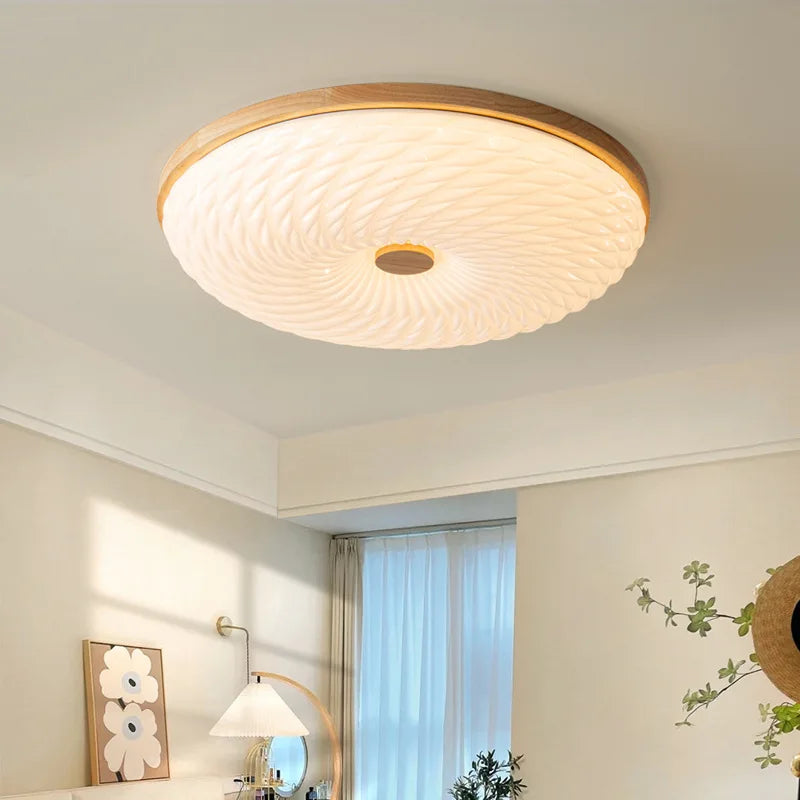 Plafonnier — LED encastré en bois créatif nordique loft éclairage