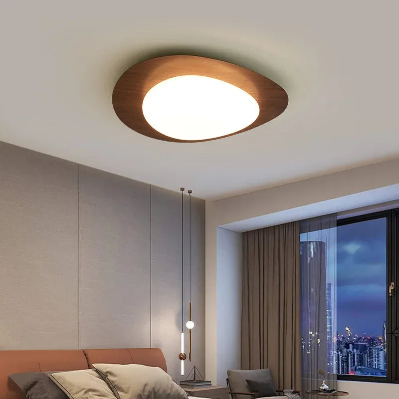 Plafonnier — LED en bois nordique acrylique avec galets noyer