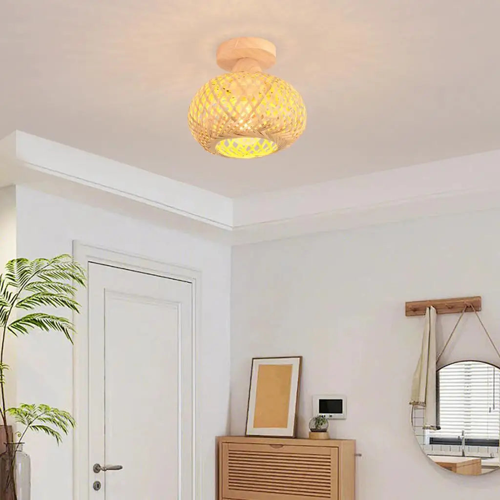 Plafonnier — Rétro en bambou tissé pour décoration intérieure