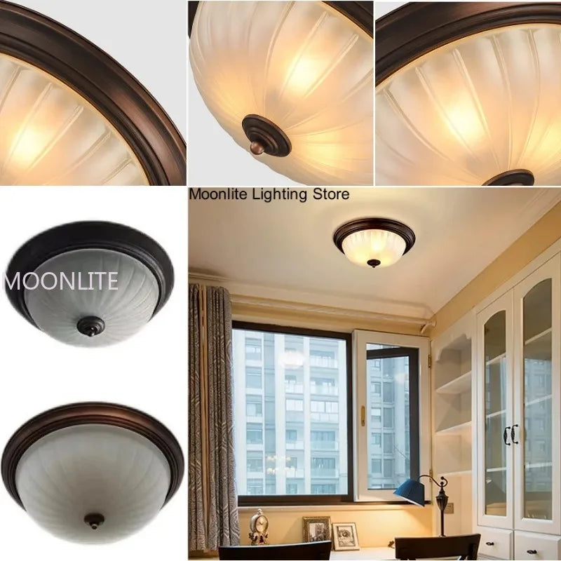 Plafonnier — Rond or/noir/Bronze plafonnier verre dépoli pour couloir salon cuisine LED lumineuse éclairage 110/220V