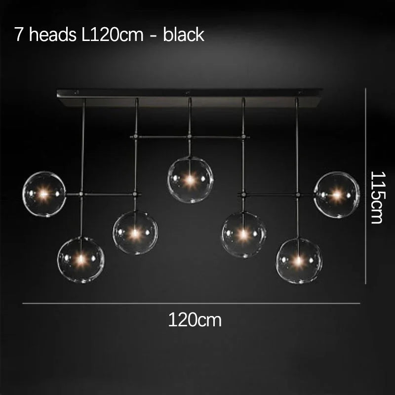 Suspension — SANDYHA Art moderne boule de verre lustres Design nordique noir or lampe à LED pour salon chambre décor à la maison suspension