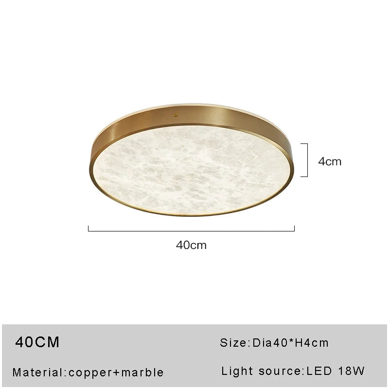 Plafonnier — LED en marbre au design moderne en cuivre brossé