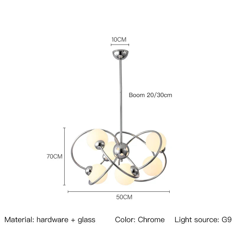 Lustre — Nordique en chrome avec lampes à globe décoratives