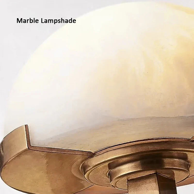 Applique murale — Style Américain Vintage Double Demi Boule Couloir Escalier Lampe Noir Cuivre LED Chambre Salon Marbre Décoratif Applique Murale