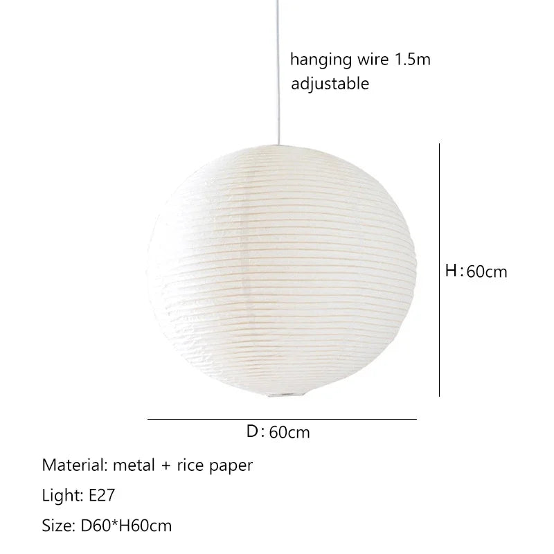Lustre — Nordique wabi sabi en papier de riz LED rond