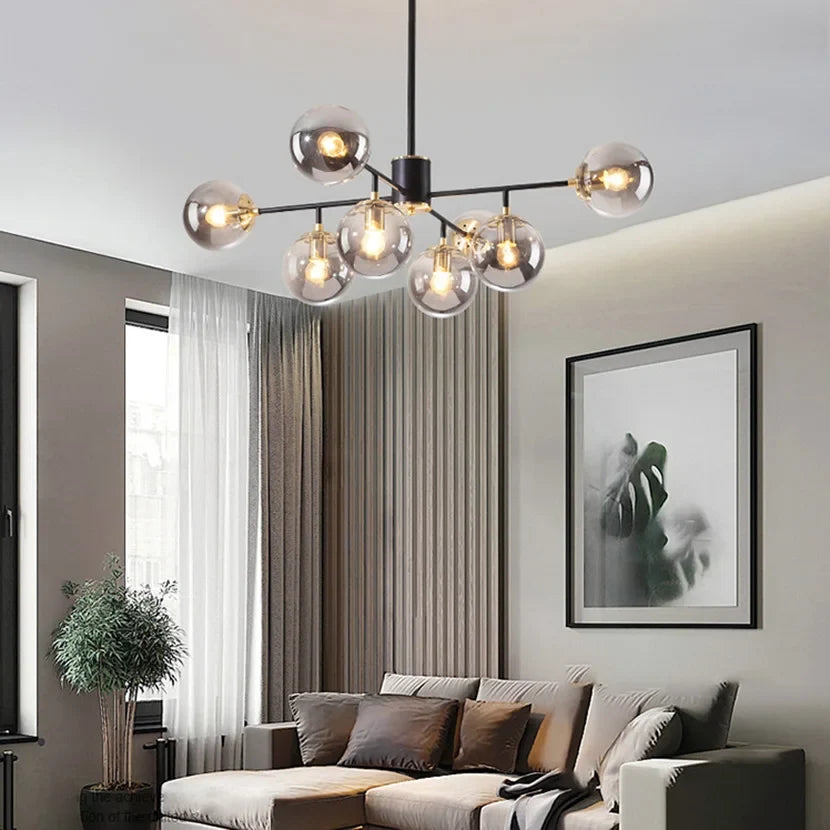 Lustre — Sandyha moderne LED lustre en verre moléculaire de luxe