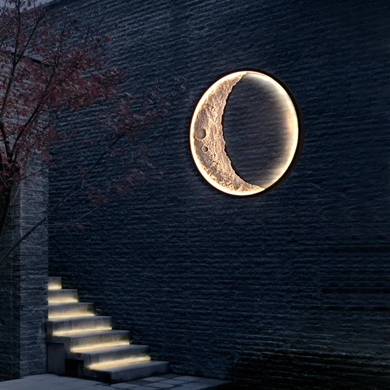 Applique murale — Nouvelle applique murale lune LED étanche moderne extérieur jardin résine