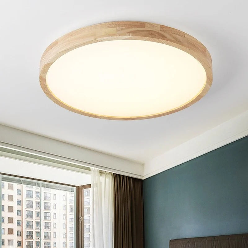 Plafonnier led moderne avec télécommande pour intérieur polyvalent Milène Lisière en Bois - Le Charme du Bois au Quotidien
