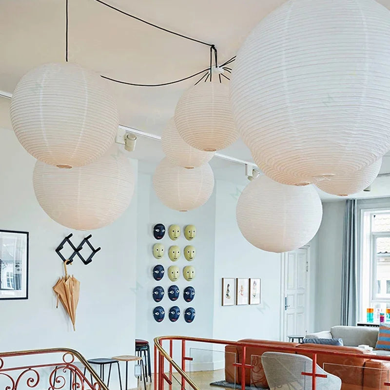 Lustre — Nordique wabi sabi en papier de riz LED rond