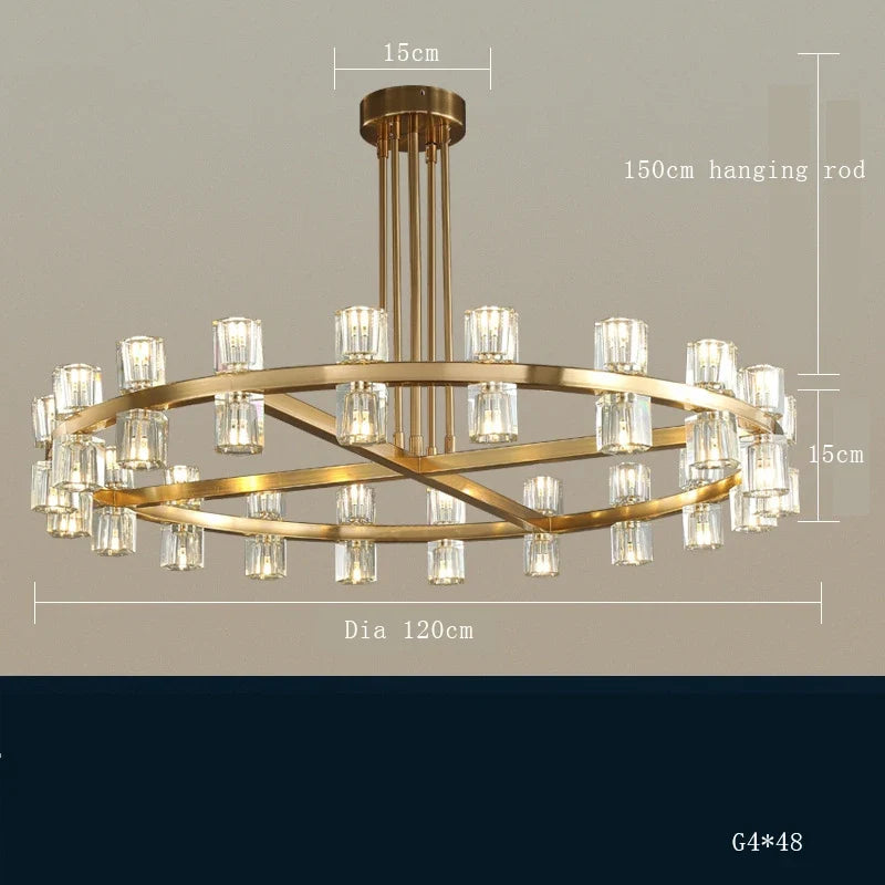 Lustre — LED en cuivre et cristal design moderne luxueux