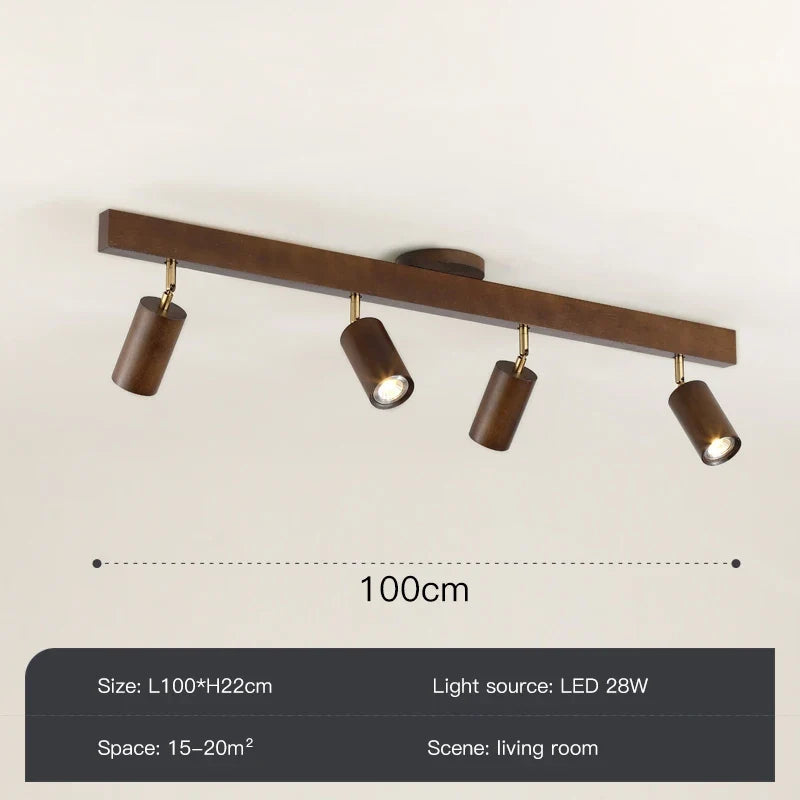 Lustre Grain de bois Led avec projecteur pour salon chambre plafonniers éclairage décor noir Lustre cuisine luminaire Lucille Rive - Un Accent Raffiné au Quotidien