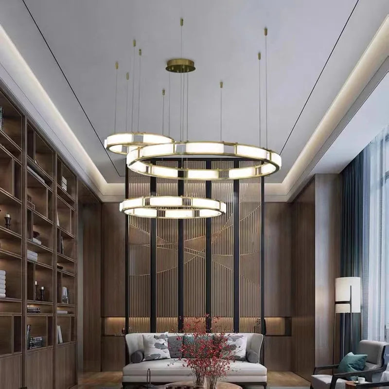 Lustre — Rond en marbre LED post-moderne à intensité réglable