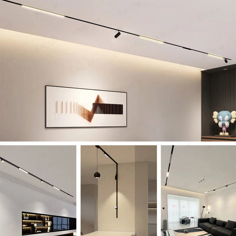 Luminaire — Rail d'éclairage magnétique ultra fin montage en surface pour magasin