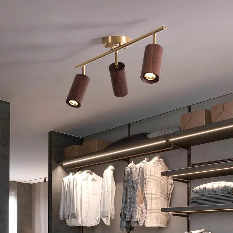 Spot de plafond en noyer et laiton pour salon, salle à manger, îlot de cuisine, couloir et chambre Pauline Arabesque - Une Touche Naturelle dans le Décor