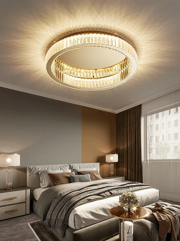 Lustre — Rond en cristal dimmable LED de luxe
