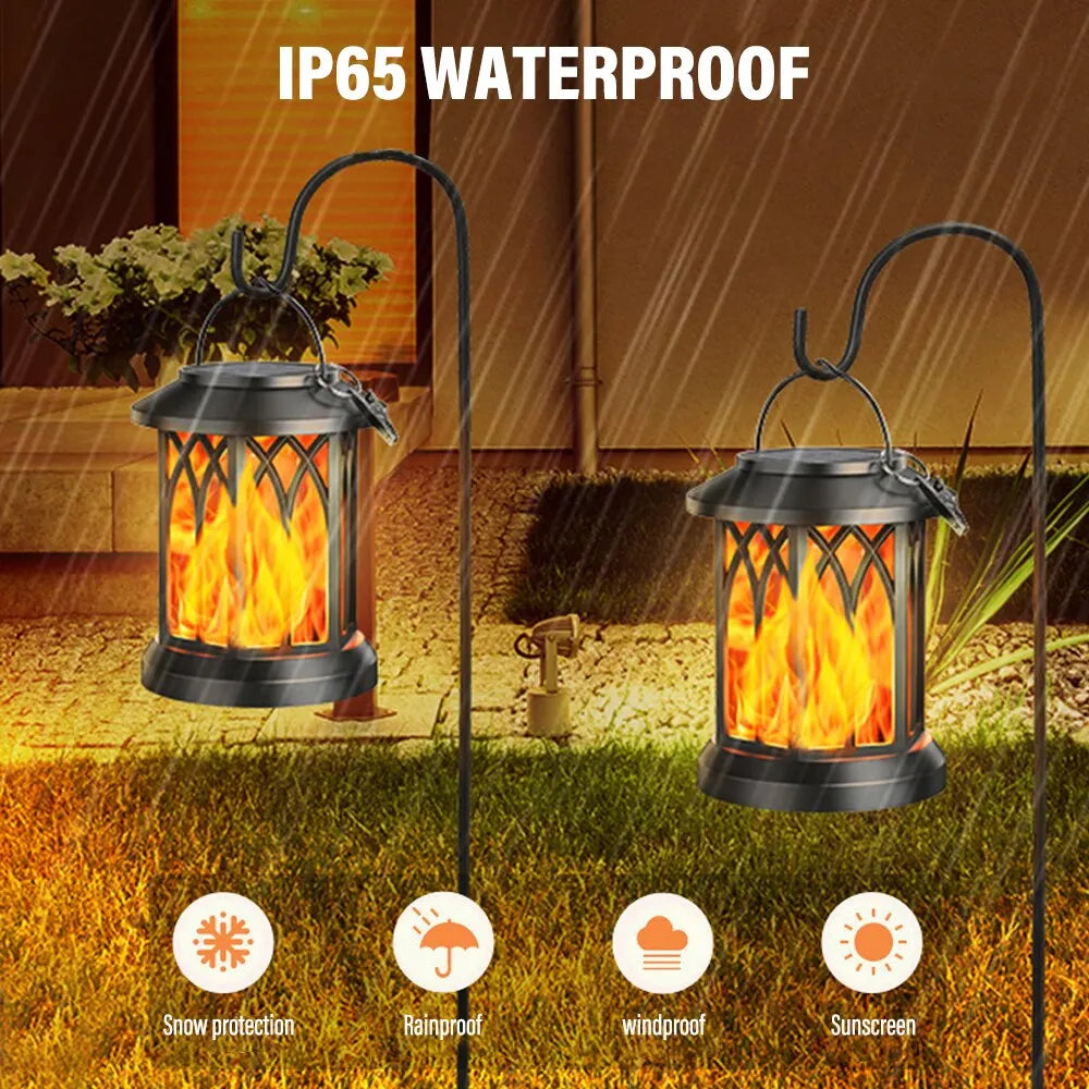 Lampe à poser — LED lampe flamme simulation énergie solaire pince murale extérieure étanche paysage noël jardin