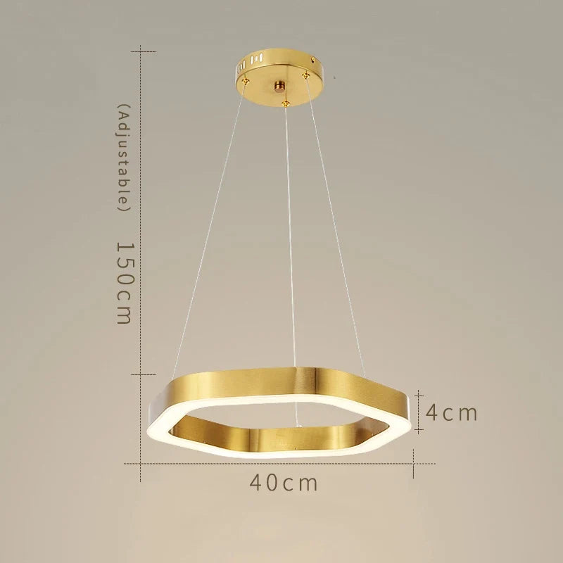 Suspension — Hexagone Design LED Lustre Moderne De Luxe En Acier Inoxydable Lampe Salon Suspension Luminaire Décor À La Maison Escalier Plafond Lustre