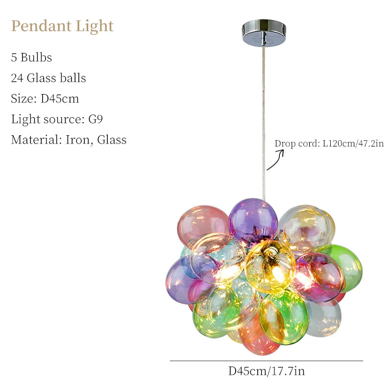 Suspension — Moonriver éclairage moderne créatif couleur lampes suspendues pour plafond boule de verre lustre salon suspension lumière chambre décor