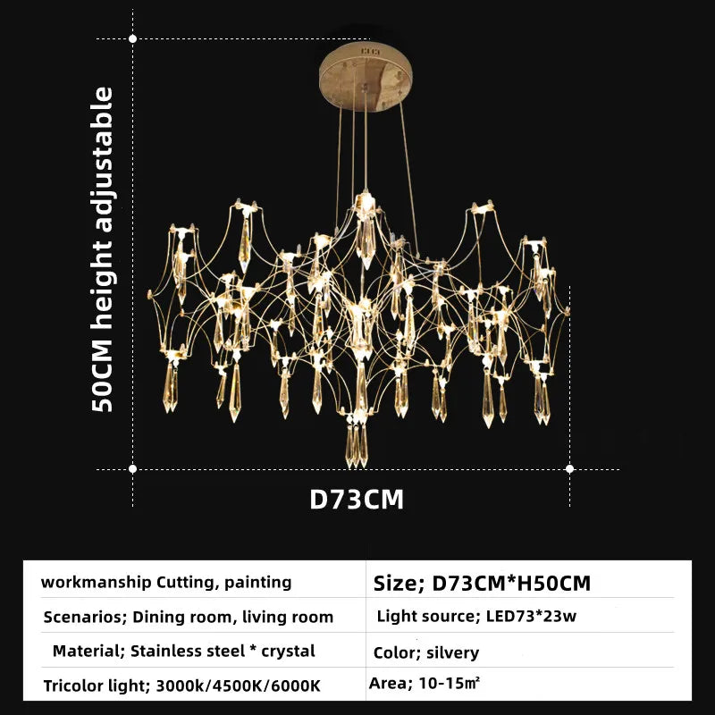 Lustre — Post-moderne cube de lumière en cristal acier inoxydable LED