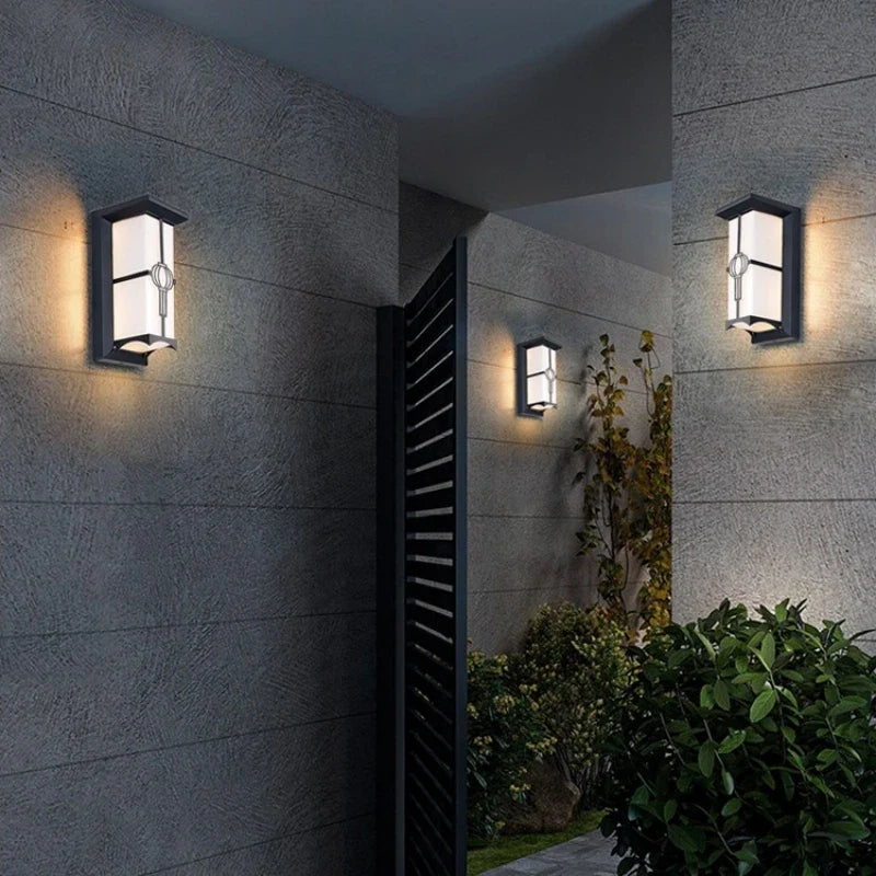 Applique murale — LED applique extérieure en plastique/aluminium porte d'entrée étanche IP65 applique jardin Patio terrasse maison luminaire mural
