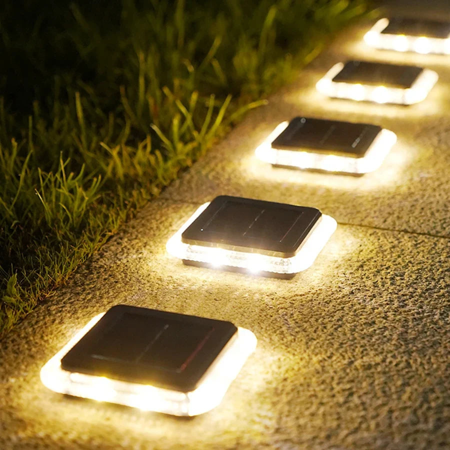 Lampe solaire au sol à 8led