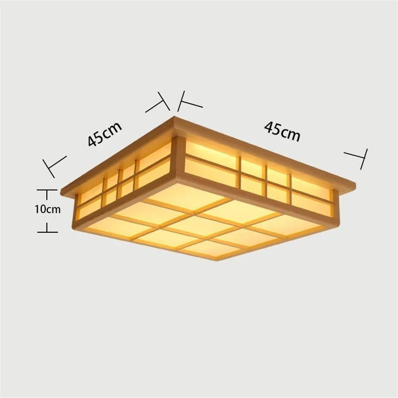 Plafonnier — Carrés en bois japonais salon moderne éclairage De plafond cuisine Restaurant luminaire LED lampara De Techo