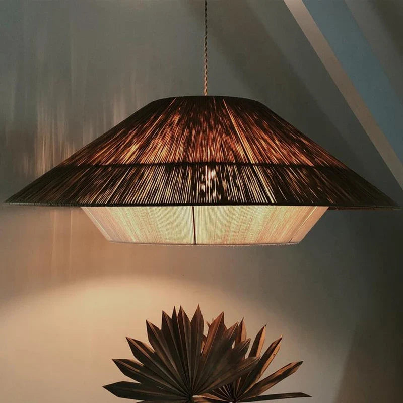 Lustre Naturel Gabriel Sillage en Corde de Chanvre et Rotin