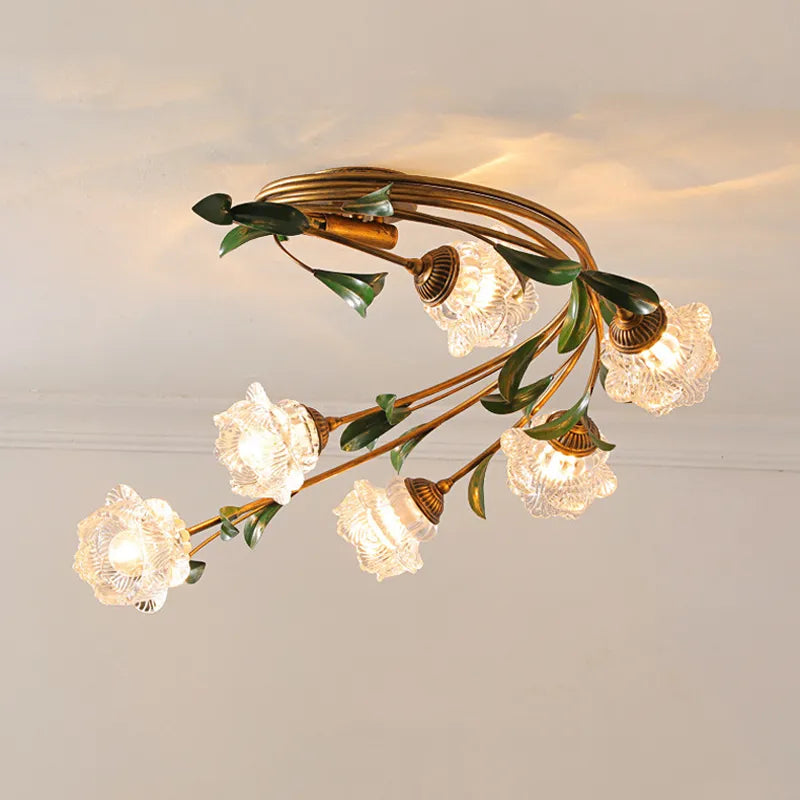 Plafonnier — Fleurs verre pastoral nordique LED viridiplantae