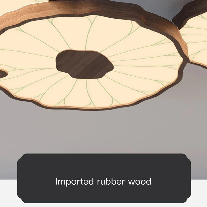 Plafonnier — Moderne design feuille lotus en bois avec lumière LED
