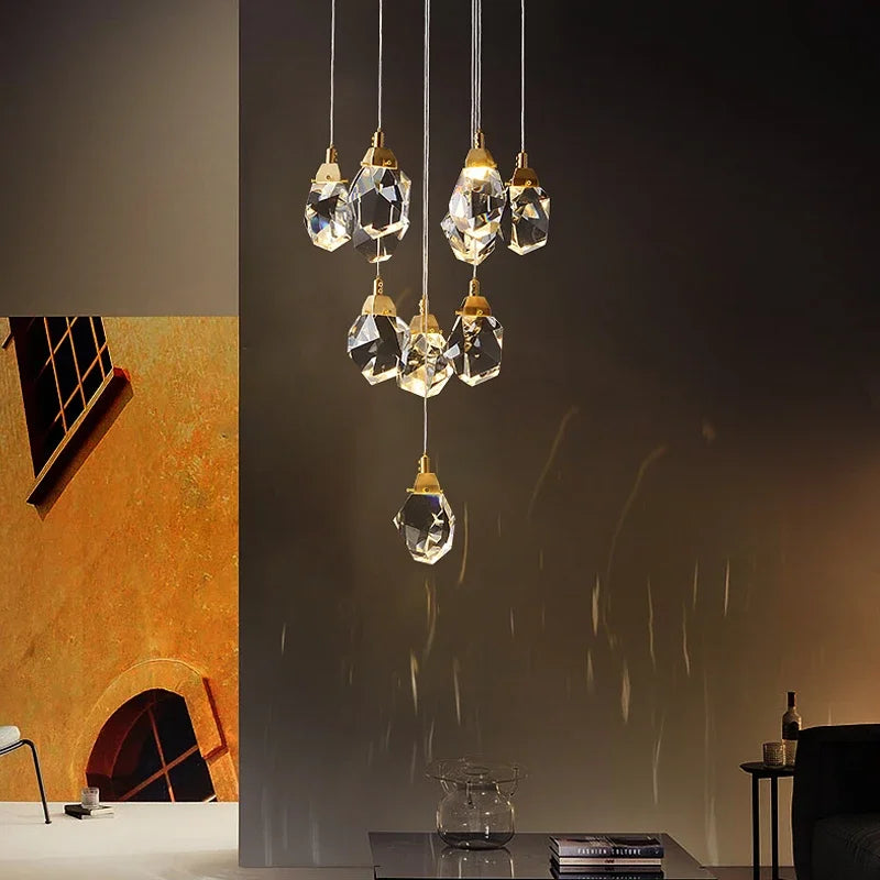 Lustre — En cristal de diamant de luxe escalier grand salon