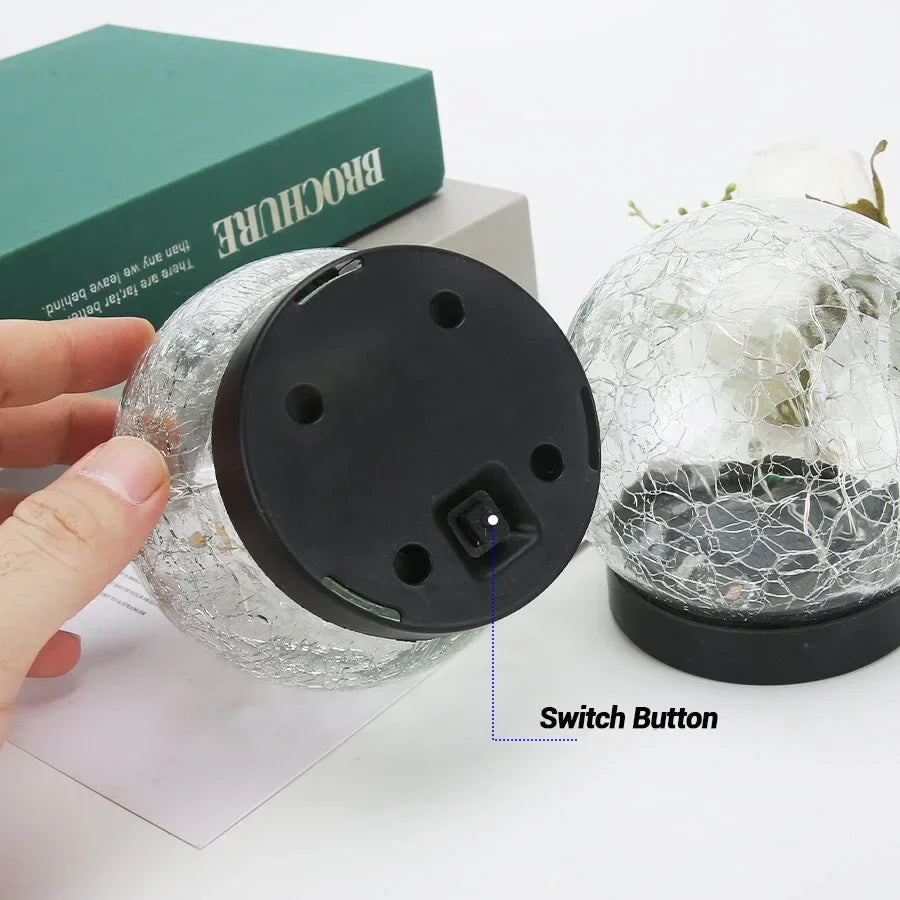 lampes solaires en verre craquelé pour jardin décoratif extérieur