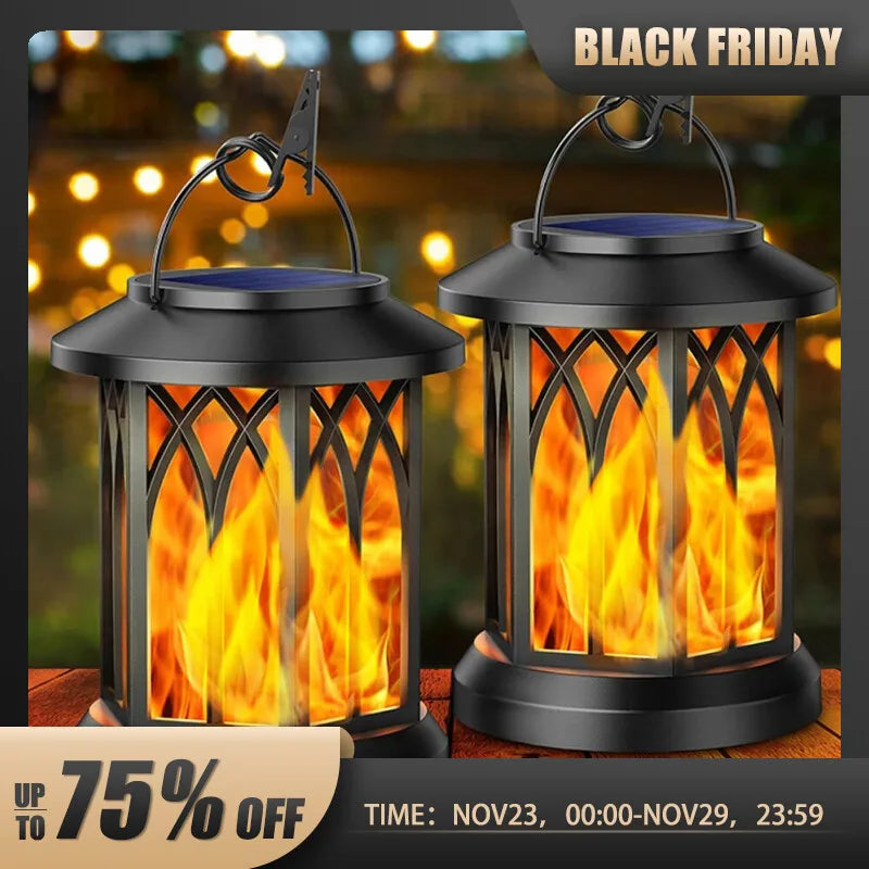 Lampe à poser — LED lampe flamme simulation énergie solaire pince murale extérieure étanche paysage noël jardin