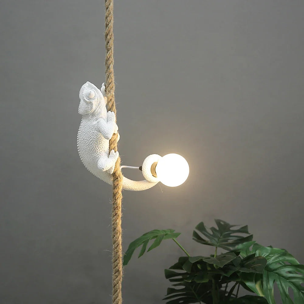 Lustre Vintage Émile Rivage en Corde Tressée et Résine — B Tête haute / 100-220v