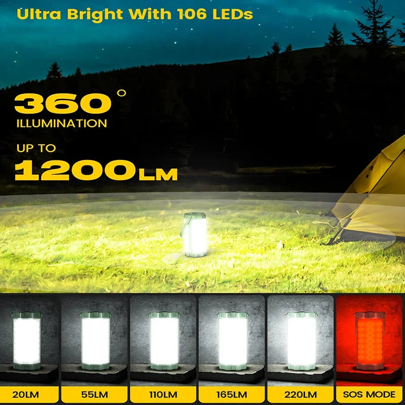Lampe de camping rechargeable 106 LED portable et pratique – Évarine Aube